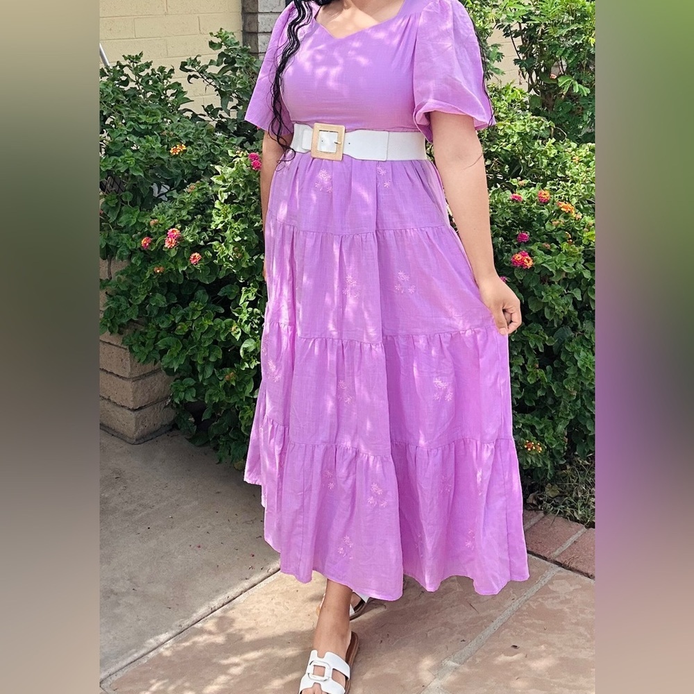Women’s Lavender Tiered Maxi Dress - Picture 4 of 9